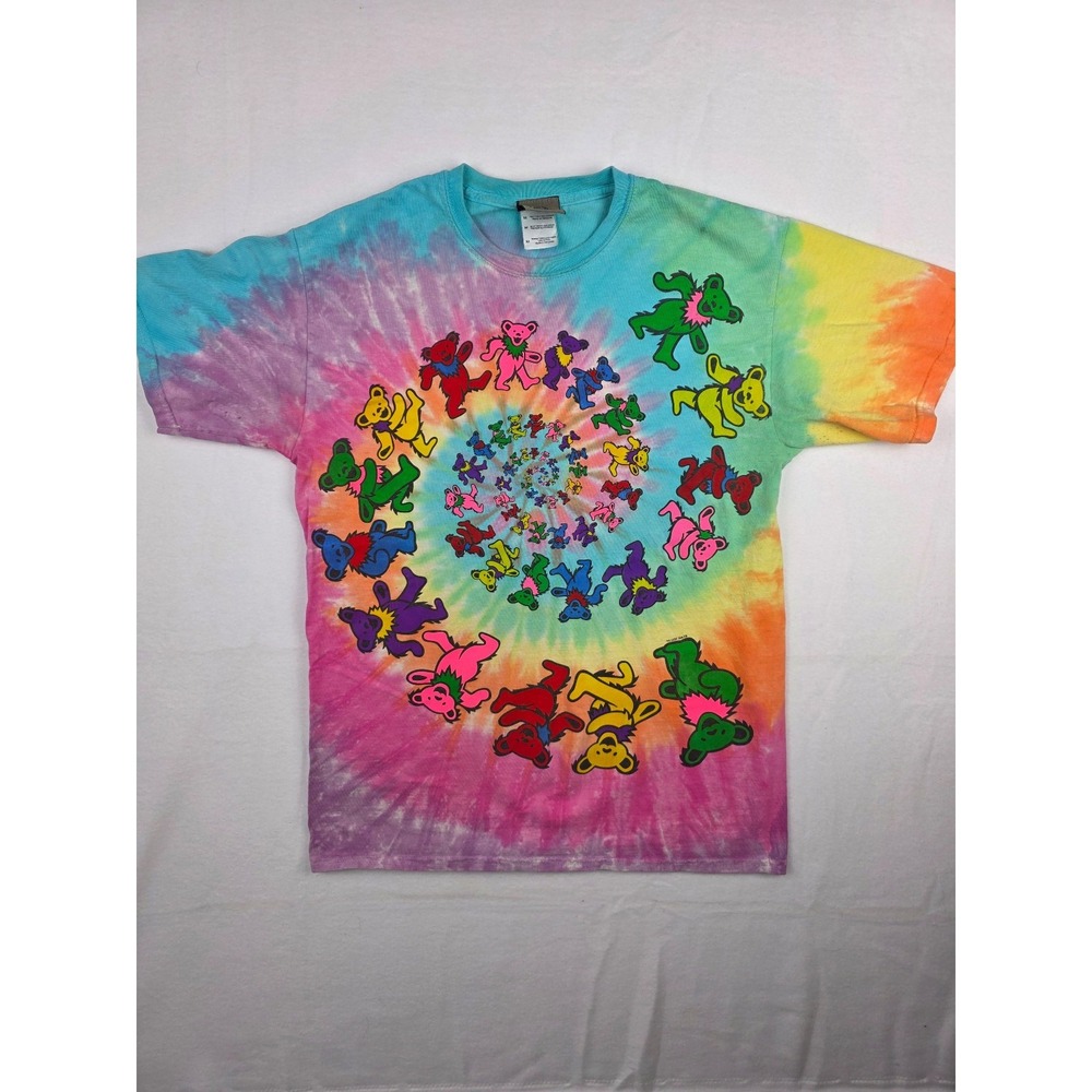 Vintage Liquid Blue Grateful Dead Spiral Bears Tie Dye shirt‎